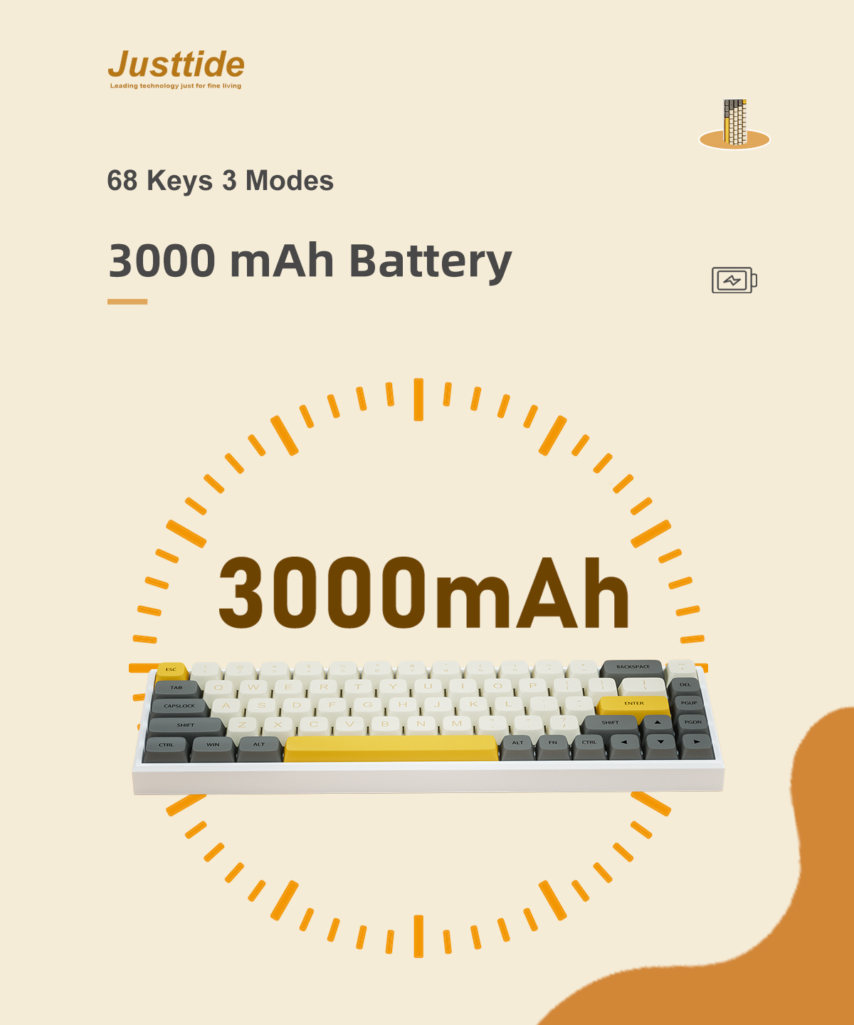 3000 mAh battery long standby